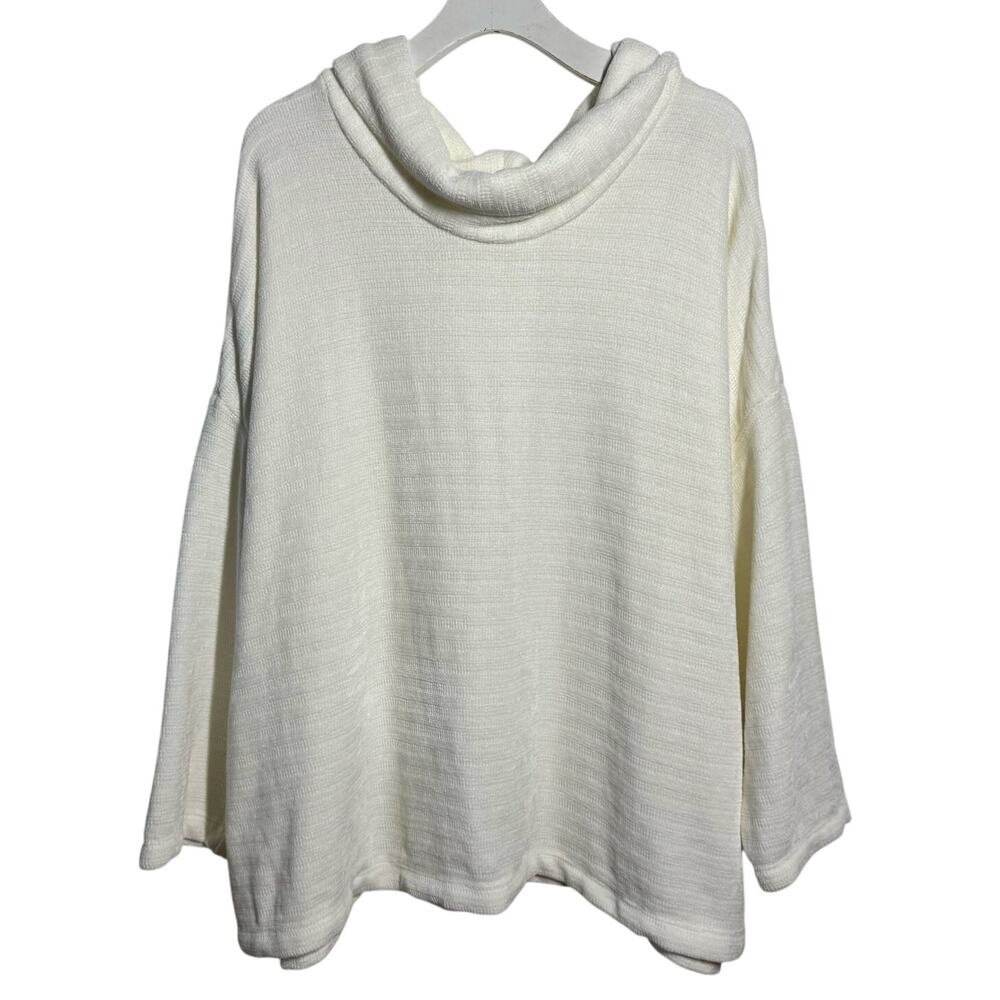 J. Jill Cowl Neck Chenille Sweater Women 4X Ivory Plus Size Casual Minimal Coast
